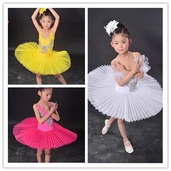  Beyaz Kuğu Gölü Gözleme Klasik Profesyonel Bale Tutu Giyim Kız dans kostümü Performans Bale Elbise Çocuklar İçin