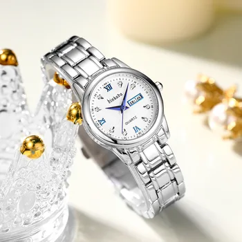  Bınkada kadın moda saatler hafta takvim ekran Kadın quartz saat Zarif çelik kayışlı kol saati su geçirmez kadın İzle
