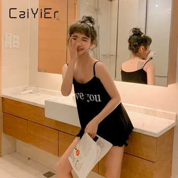  CAIYIER Seksi Kızlar Kore Pijama Takım Elbise Spagetti Kayışı Iç Çamaşırı Kadın Pijama Seti Cami Üst Ve şortlar Iç Çamaşırı Takım Elbise Kıyafeti