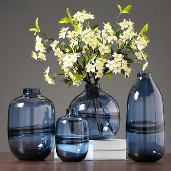  Cam Vazo El Sanatları Yaratıcı Mavi Topraksız Kurutulmuş Çiçek Düzenleme vazo seti Süs Vazo Dekorasyon Ev