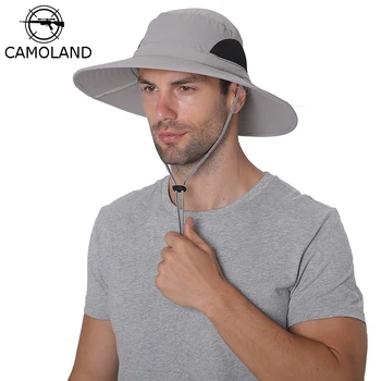  CAMOLAND Yaz UPF50 + güneş şapkaları Erkekler Kadınlar İçin Su Geçirmez Nefes Boonie Şapka Geniş Ağız UV Koruma Yürüyüş Balıkçılık Panama Şapka
