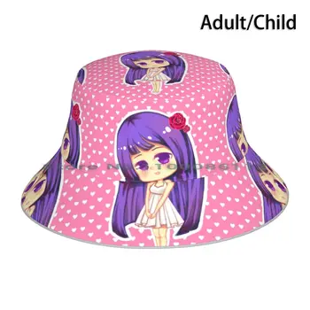  Chibi Kova Şapka güneşlikli kep Manga Anime Kız Sevimli Mor Gül Chibi Pembe Güzellik Moda Genç Katlanabilir Açık Balıkçı Şapka