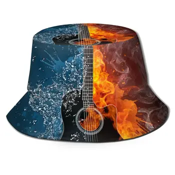  CINESSD Kova Şapka Unisex Bob Kapaklar Hip Hop Gorros Elektro Gitar Yangın Ve Su Yaz Panama Kap Plaj Güneş balıkçı şapkası