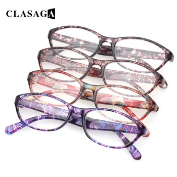  CLASAGA 4 Paket okuma gözlüğü Bahar Menteşe Erkekler ve Kadınlar Zarif Oval Baskılı Çiçek Çerçeve HD Reçete Okuyucu Gözlük