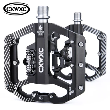  CXWXC bisiklet pedalları Çift Platform Çok Kullanımlı MTB bisiklet pedalları SPD Sistemi İçin Kaymaz 3 Mühürlü Rulmanlar Kendinden kilitleme Bisiklet Parçaları