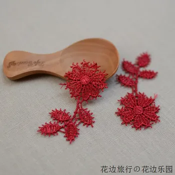  Dantel düğün aksesuarları tercih edilen suda çözünür kırmızı dantel çiçekler çiçek çıkartmalar 2.5 * 6 cm genişliğinde