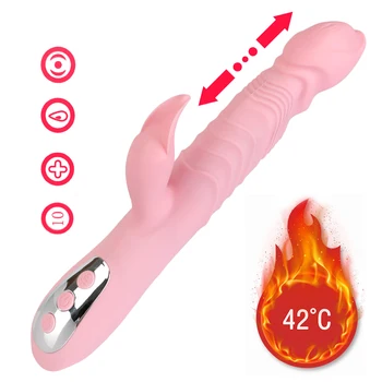  Dil Teşvik Vajina Klitoris Stimülasyon Vibratör Kadınlar için ısıtmalı 10 Frekans Teleskopik Yapay Penis Vibratör Değnek Seks Oyuncakları