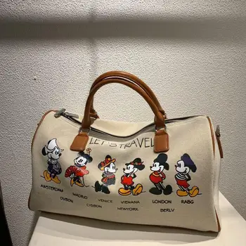  Disney Mickey karikatür kanvas çanta Minnie bayanlar erkek askılı çanta büyük kapasiteli omuzdan askili çanta