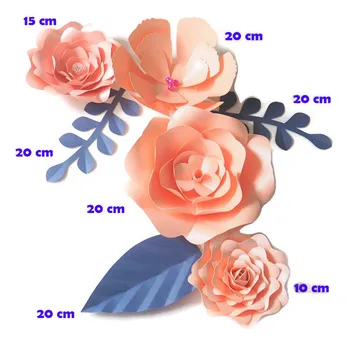  DIY Dev Kağıt Çiçekler Zemin Yapay Simli Pembe Çiçek 4 ADET + Yapraklar 3 ADET Düğün ve Parti Deco Ev Dekorasyon Video