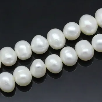  DoreenBeads Grade A Beyaz Tatlısu Kültürlü imitasyon İnci Boncuk 36.5 cm 9mm-10mm, 1 strand paket başına satılan(yaklaşık 42 Adet)