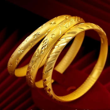  Dubai Bileklik Kadın Bilezik Sarı Altın Dolgulu Katı Düğün Gelin Takı Hediye