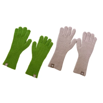  E9LC Kış Eldiven Dokunmatik Ekran Çıkartmaları örgü eldivenler Elastik Manşet Tığ Eldiven