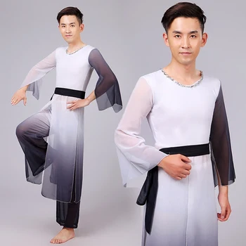  Erkekler Dans Kostüm Çin Natioanal Dansçı Giyim Üst + pantolon Çin Halk Kostüm Erkek Sahne Performansı dans Giyim 18