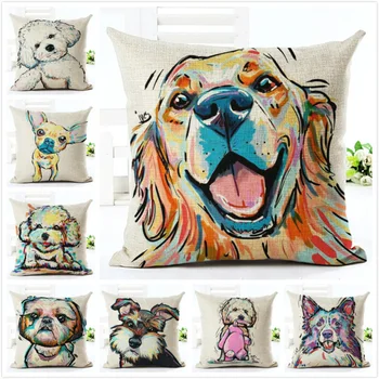  Ev tekstili Ev Gereçleri Pamuk yastık Kılıfı Karikatür Sevimli Köpek Yavrusu Serisi Yastık Kılıfı Yastık dahil değildir