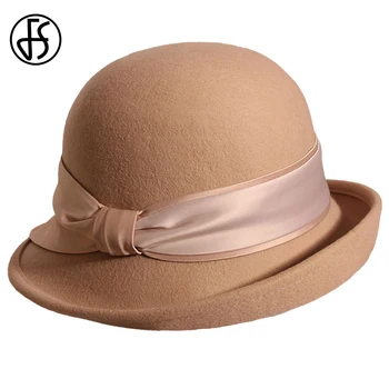  FS Fransız Retro Hepburn Balıkçı Şapka Kadınlar Için Kıvırmak Ağız Melon Kap Kova Şapka Bayanlar Sonbahar Kış Moda Çok Yönlü Fedoras