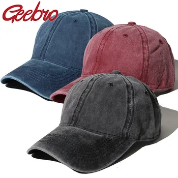  Geebro Unisex Moda Yıkanmış pamuklu beyzbol şapkası Ayarlanabilir Katı Kap Erkekler Kadınlar Için Bahar yaz Rahat Şapka Dropshipping Gorras