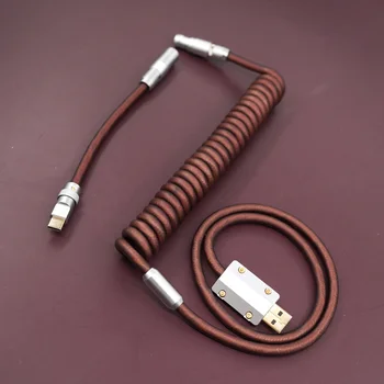  GeekCable el yapımı özel klavye kablo Tipi-C kauçuk veri kablosu ile havacılık fiş şarap kahverengi kırmızı