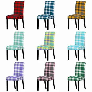  Geometrik Ekose Koltuk sandalye kılıfı Evrensel Baskı Elastik sandalye kılıfı s Yemek Spandex Yıkanabilir Slipcovers Yemek Odası için Düğün