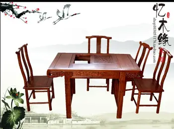  Gülağacı gülağacı ahşap çay Kung Fu çay masası Çin mobilya kombinasyonu genel Tayvan çay masaları ve sandalyeler