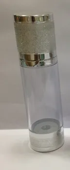  Havasız pompalı 100ML havasız şişe veya plastik losyon şişesi gümüş üst ve alt,Kozmetik Ambalajında kullanılan şeffaf gövde