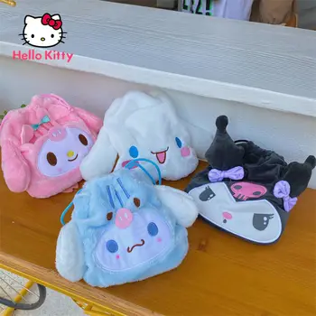  Hello Kitty İpli Peluş bozuk para cüzdanı İpli Cep Tasarım Karikatür Mini Kozmetik Kulaklık saklama çantası Kız için