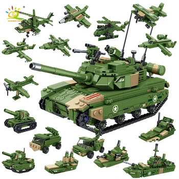  HUIQIBAO 833 adet 4in1 Askeri 16 değişiklikleri Tankı Modeli oyuncak inşaat blokları Silah WW2 Şehir Asker Ordu Rakamlar Tuğla Oyuncaklar Çocuk