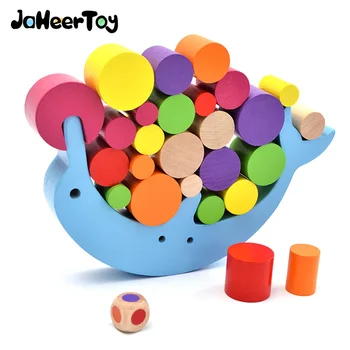  JaheerToy Geometrik Montaj Blokları Bebek Ahşap Oyuncaklar Çocuklar için Montessori eğitici oyuncak Yunus Denge Bloğu Çocuklar için