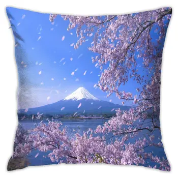  Japon Sakura Ve Dağlar Dekoratif minder örtüsü Çiçek Yastık Kılıfı Araba kanepe dekoru Yastık Ev Yastıklar 45x45cm