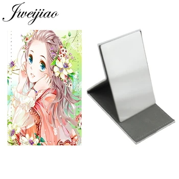  JWEIJIAO Güzellik Kız Fotoğraf Baskılı PU Deri Masa Ayna Paslanmaz Çelik makyaj aynaları Kız Arkadaşı hediyeler İçin DM87