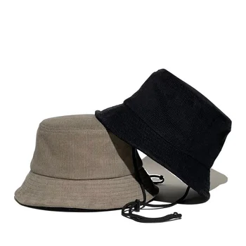  Kadife Kova Şapka Kış Bahar Panama Şapka Ayarlanabilir Dize ile Balıkçılık Yürüyüş Kamp Şapka Kap %100 % Pamuk Unisex Kap