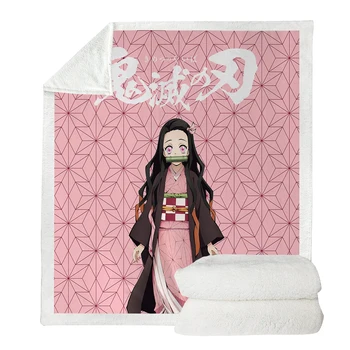  Kamado Tanjirou Kamado Nezuko battaniye 3D baskı tezgah yatak ev tekstili battaniye seyahat çocuklar hediye yetişkinler kanepe polar yatak battaniyesi