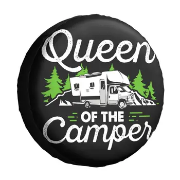  Karavan RV Kamp Kraliçesi Camper Yedek lastik kılıfı Kılıfı Karikatür Kampçı jant kapağı s Jeep Hummer için 14