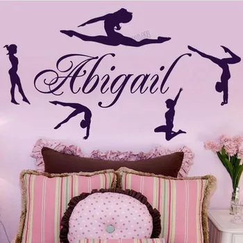 Kişiselleştirilmiş Adı Duvar Çıkartması Yatak Odası İçin DIY Kızlar Jimnastik Dans Duvar Sticker Dekor Kreş Çocuk Odası Kendinden yapışkanlı Y011