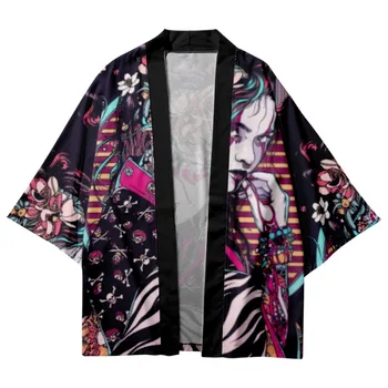  Kız Baskı Haori Erkek Kadın Moda Streetwear Hırka Plaj Yukata asya kıyafetleri Japon Cosplay Kimono Artı Boyutu