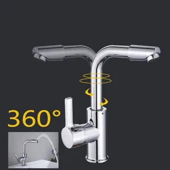  LASO Havza Musluk Banyo Güverte Üstü musluklar krom 360 Rotasyon Bacalı mutfak mikseri Dokunun Cilalı Kolu soğuk sıcak mikser