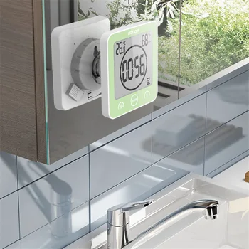  LCD Dijital duvar saati Su Geçirmez Su Sıçramalarına Banyo Duş Saatler Zamanlayıcı Sıcaklık Nem Mutfak Yıkama Odası Zamanlayıcılar