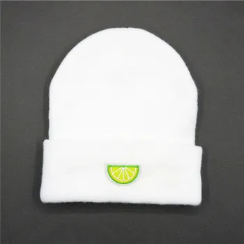  Limon meyve nakış Kalınlaşmak örme şapka kış sıcak şapka Skullies kap bere şapka çocuk erkek kadın 236