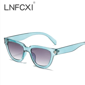  LNFCXI Retro Küçük Kedi Göz Jöle Mavi Leopar Güneş Gözlüğü Kadın Moda Marka Tasarımcısı Shades UV400 Erkekler Kaliteli güneş gözlüğü