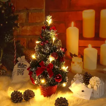  Masaüstü Yılbaşı Ağacı led ışık 40CM Mini Masa Hediye Noel Ağacı Yapay Yılbaşı Ağacı Navidad Süs Ev Dekorasyon 2023