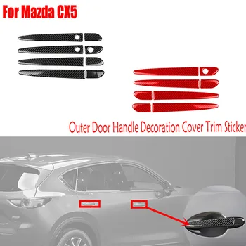  Mazda için CX5 2017 2018 CX 5 Gerçek Karbon Fiber Araba Aksesuarları Dış Parçaları Dış Kapı Kolu Dekorasyon Kapak Trim Sticker