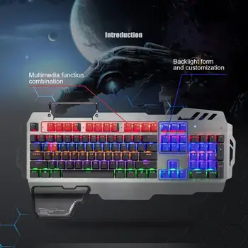  Mekanik Klavye Serin Mavi Anahtarı Metal Su Geçirmez Kablolu Oyun Klavyesi Bilgisayar Notebook için