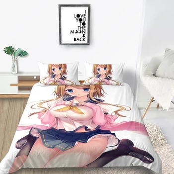  Milsleep Hotsale Yüksek Kaliteli Anime Kız Baskı nevresim takımı Kraliçe Nevresim Ev Dekor Modern Ev yatak takımı