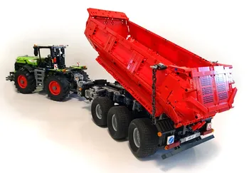  MOC teknoloji yapı taşı ve 42054 traktör uyumlu Römork moc8830 kendinden damperli römork montaj oyuncak çocuk doğum günü hediyesi