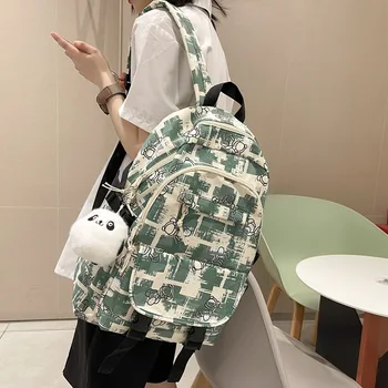  Moda Kız Kolej okul çantası Rahat Yeni Basit Kadın Sırt Çantası Çizgili Kitap Packbags Genç seyahat omuz çantası Sırt Çantası