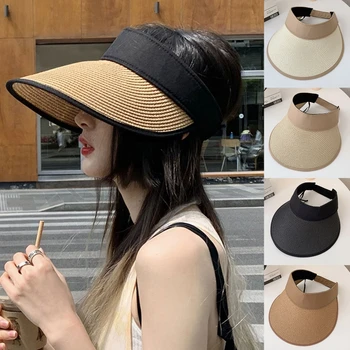  Moda Yaz Geniş Ağız güneşlikler Şapka Plaj siperlikli şapka Boş Üst Hasır Şapka Güneş Koruma Tüm Maç Sokak Çekim için X4YC