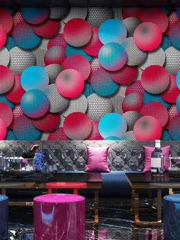  Modern 3D Balon KTV Odası Kulüpleri Duvar Dekor Sarı Kırmızı Su Geçirmez PVC Arka Plan Duvar Kağıdı Otel Bar için Papel De Parede