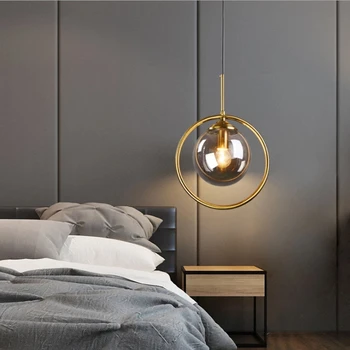  Modern lüks cam kolye ışıkları aydınlatma ev yaratıcı yuvarlak kolye lamba oturma odası yatak odası başucu lambası mutfak armatürleri