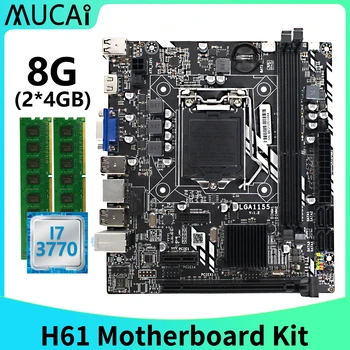  MUCAI H61 Anakart LGA 1155 Kiti Seti Intel Core i7 3770 CPU İşlemci Ve DDR3 8GB(2*4GB) 1600MHZ RAM Bellek PC