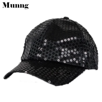  Munng Unisex Yetişkin Shining Pullu beyzbol şapkası Payetli Glitter Dans Parti Kap Clubwear Kostüm Cosplay Şapka Ayarlanabilir Boyutu