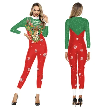  Noel Kostümleri 3D Seksi Baskı Tulum Bayanlar Bodysuit Cadılar Bayramı Partisi Elbise Karnaval Cosplay Kostüm Festivali Giyim DN12808